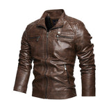 Men’s Retro American-style Lapel Leather Jacket - Plus Size