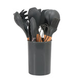 12-piece Non-stick Silicone Kitchenware Set with Wooden Handles