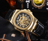 Barrel-shaped Leather Belt, Men's Waterproof Mechanical Watch