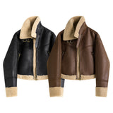 Stand Collar Integrated Lamb Fur Short Coat
