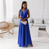 Women's Clothing, Solid Color V-neck Formal Dress