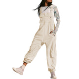 Women’s Cargo Bib Overalls – Tapered Fit Suspender Jumpsuit Casual Workwear