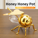 Classical Style Bee Sugar Bowl, Seasoning Jar with Spoon, Metal Crafts Kitchen Gadgets