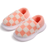 Velvet plus Thick Cotton Mop, Checkerboard Homewear Shoes