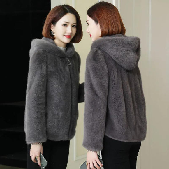 Thickened Velvet Coral Fleece Coat, Women's Winter Double-sided Fleece Hooded Warm Sweater, Zipper Cardigan Jacket