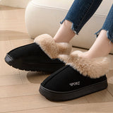 Cozy Plush Soft Slippers Shoes for Women, Non-slip Platform Shoes with Faux Fur Lining, Mute Sole and Comfortable Fit for Indoor Wear