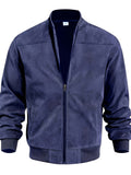 Men's Suede Solid Color, Casual Retro Jacket