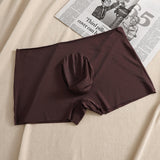Summer New Ice Silk Men's Boxers, Mid Waist Solid Color Shorts (Pack of 2)