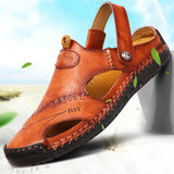 Men's Closed Toe Sandals, Summer Adjustable Slides Slippers, Fashion Beach Shoes