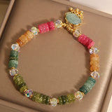 Colorful Tourmaline Jade Xiangyun Crystal Bracelet for Women