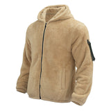 Plush Hooded Jacket, Men's Autumn and Winter Fleece Double-sided Wear, Warm Coat with Zipper, Loose Casual Jacket, Outdoor Clothing