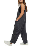 Women’s Cargo Suspender Jumpsuit – Zipper Pocket Casual Utility Overalls