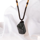 Black Tourmaline Rough Stone Pendant Necklace