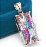 Rainbow Mystic Topaz Tourmaline Pendant Necklace in 925 Sterling Silver