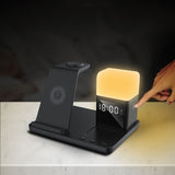 6-in-1 Small Night Lamp Alarm Clock with Wireless Charger