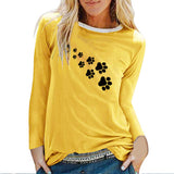 Ladies Bear Paw Print Long Sleeve T-shirt – Casual Women’s Graphic Tee