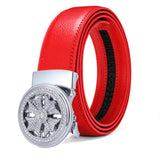 Men's Rotating Automatic Buckle Belt, 3.5 cm Wide Crystal Diamond Design