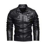 Men’s Retro American-style Lapel Leather Jacket - Plus Size