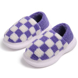 Velvet plus Thick Cotton Mop, Checkerboard Homewear Shoes