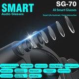 SG70 AI Bluetooth Glasses – Voice Assistant, Real-time Translation, Camera & Audio Smart Eyewear