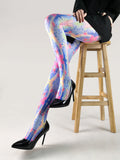 Thin Printed Pantyhose, Abstract Retro Stockings
