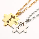 Stainless Steel King & Queen Crown Pendant Couple Necklace – US & EU Style