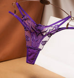 Lace Women's Underwear, Ladies' Embroidered Floral Thong Panties (Pack of 2)