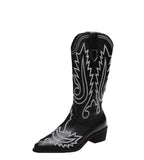Women's Low Heel Sleeve, Western Embroidered Round Toe Boots