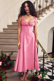 Fashion Suspender Gown for Women, Commuter Temperament, Solid Color, French, High-split Sexy Summer Dresses