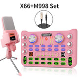 X66 M998 Sound Card for Live Show, KTV Microphone Full Set