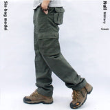 Multi-pocket Workwear Casual Trousers, Straight Men's Regular Fit Pants