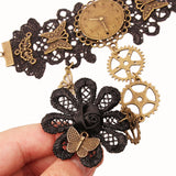 Women's Fashion Vintage Steam Engine Gear Lace Bracelet