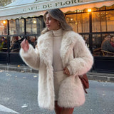 Women’s Faux Fur Thick Winter Coat – Elegant Warm Long Jacket