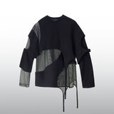 Diaper Hollow Structure Mesh Splicing Long Sleeved Premium T-shirt