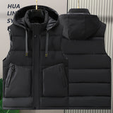 Men’s Winter Cotton Vest with Removable Hood – Trendy Outerwear, Plus-size Waistcoat