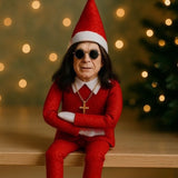 Fashion Ozzy Christmas Elf Doll – Musical Plush Ornament, Classic Sitting Posture for Xmas Tree Decoration
