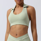 Women's Solid Color Lapel Halter Yoga Vest