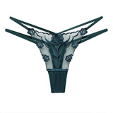 Lace Women's Underwear, Ladies' Embroidered Floral Thong Panties (Pack of 2)