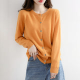 New Thin Round Neck Cardigan Sweater, Short Outer Tops