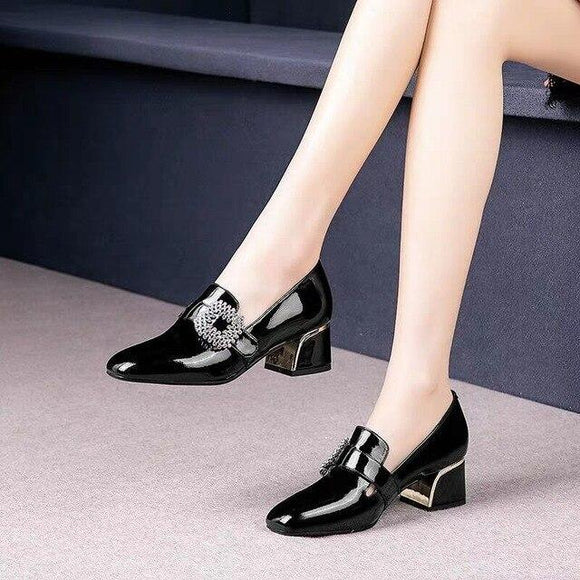 Women's Versatile Mid-heel Chunky Heel, Square Toe Shoes