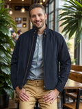 Stand Collar Zippered Solid Color Jacket