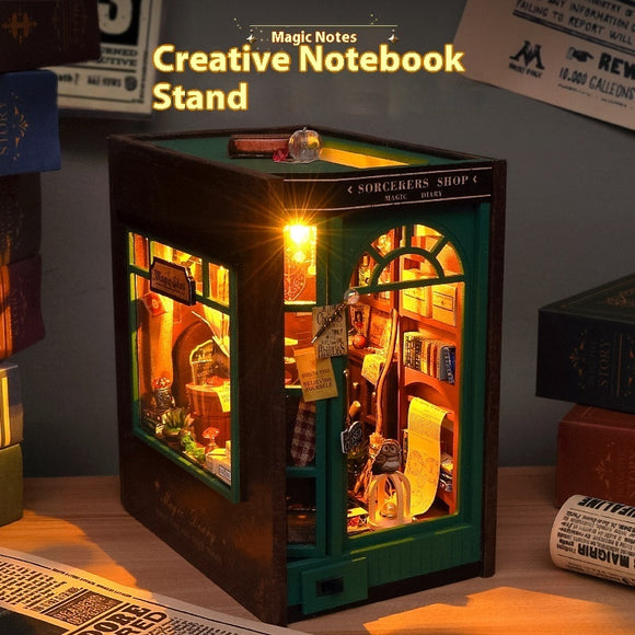 DIY Cottage Magic Theme Book Stand, Creative Hand-assembled Miniature Building Model Birthday Gift