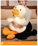 Lying Big, White Duck, Feather Plush Toy, Soft and Adorable Pillow