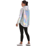 Women’s Reflective Shiny Hooded Jacket – Casual Lightweight Outerwear