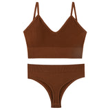 Women's Underwear Small Chest Push-up Thin Wireless Large Size Sports Sling Vest French Triangle Cup Bra Thong Set