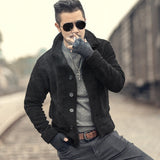 Autumn and Winter Men's Plush, Stand Collar Coat, Male Fleece Fur Jacket