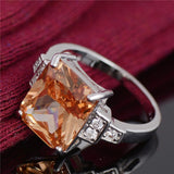 Coloured Agate Ring with AAA Rhodium-plated Zircon