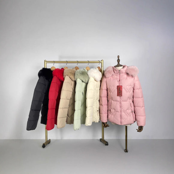 Fur Collar Fashionable Warm Jacket for Women