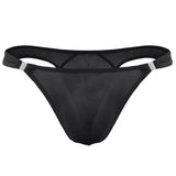Men's Translucent, Ice Silk, Low Waist Buckle, T-back Underwear
