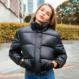 Y2K Short Padded Jacket for Women – Warm Cotton Coat with Stand Collar
